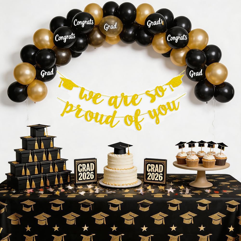 2026 Graduation Banners Party Decorations Gold Glitter Graduations Banners