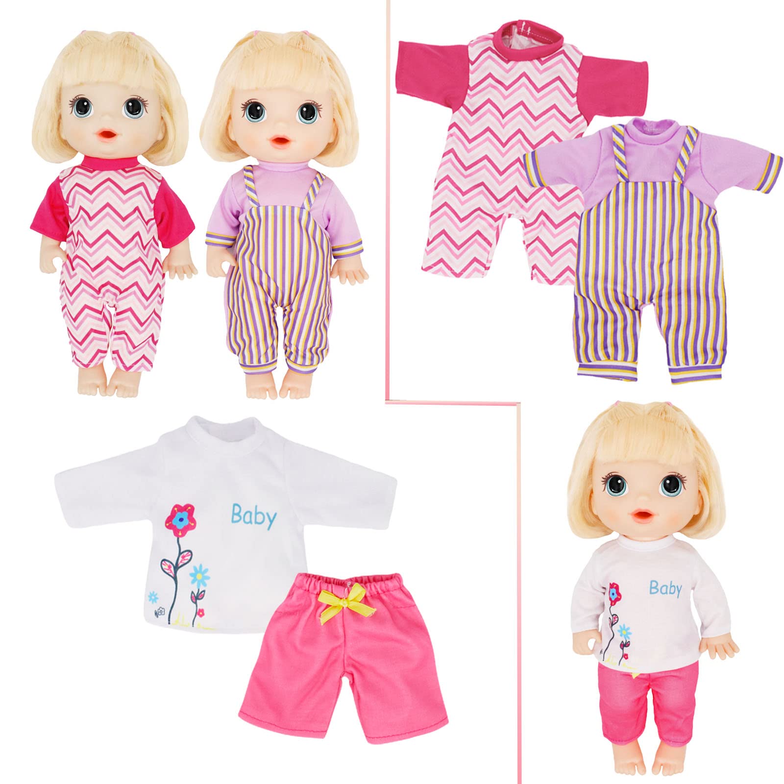 Alive Cute Baby Doll Clothes and Accessories, 10 Set Baby Dolls Alive Clothes Dress Pajamas for 12 13 14 inch Dolls Kids Gifts