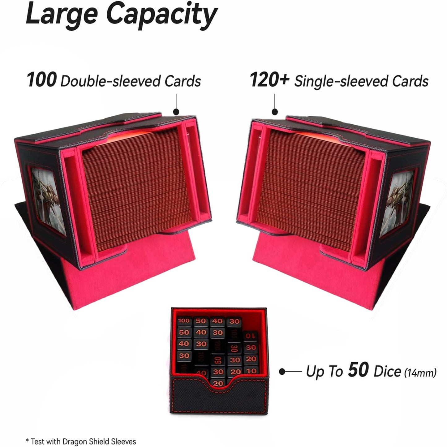 CMFYlive Card Deck Box for Commander deck box MTG Deck Box Gamegenic Deck Box Fits 100+ Double Sleeved Cards Magic Commander Card Storage Box with 2
