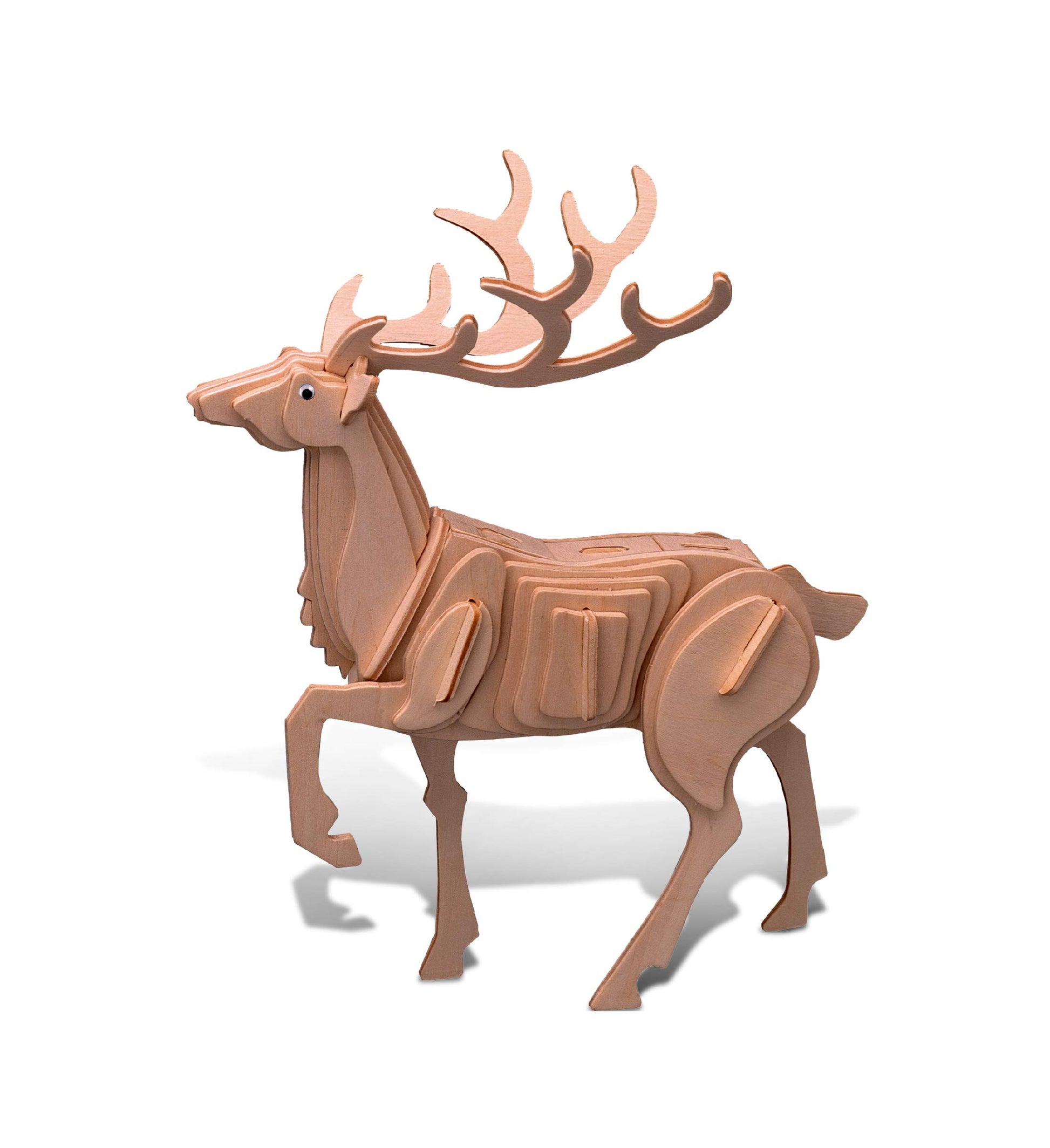 Puzzled 3D Puzzle Deer Wood Craft Construction Model Kit, Fun, Unique & Educational DIY Wooden Toy Assemble Model Unfinished Crafting Hobby Puzzle