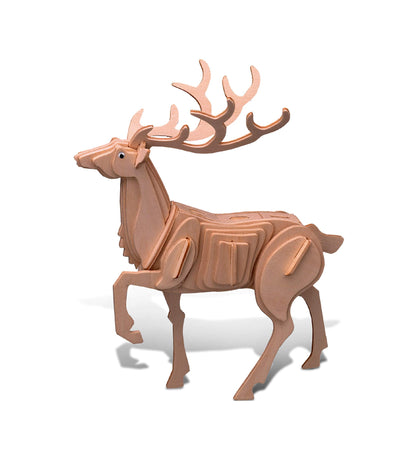 Puzzled 3D Puzzle Deer Wood Craft Construction Model Kit, Fun, Unique & Educational DIY Wooden Toy Assemble Model Unfinished Crafting Hobby Puzzle