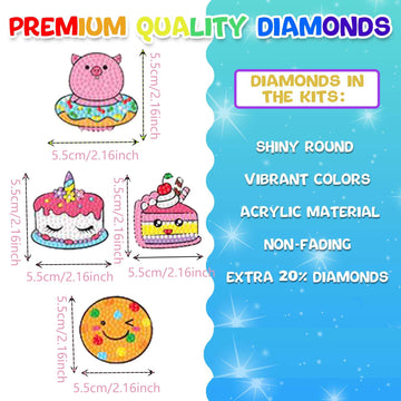 69 Pcs Diamond Art Stickers Kits for Kids, DIY Cartoon Paint by Numbers Diamonds Mosaic Arts Diamond Craft Sticker for Adult Beginners