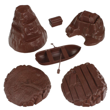 TimMee Battle Terrain Plastic Army Men Playset Accessories - Volcano Island Boat