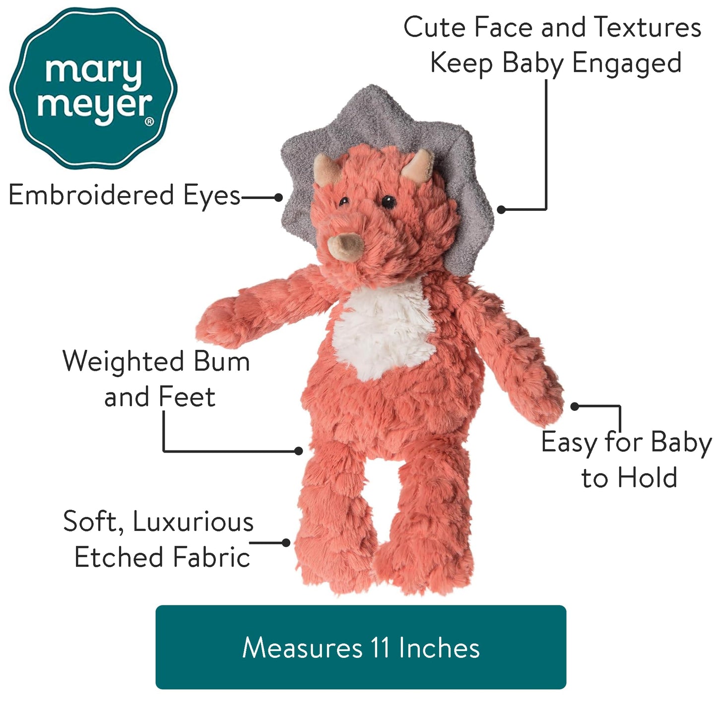 Mary Meyer Putty Nursery Stuffed Animal Soft Toy, 11-Inches, Dino