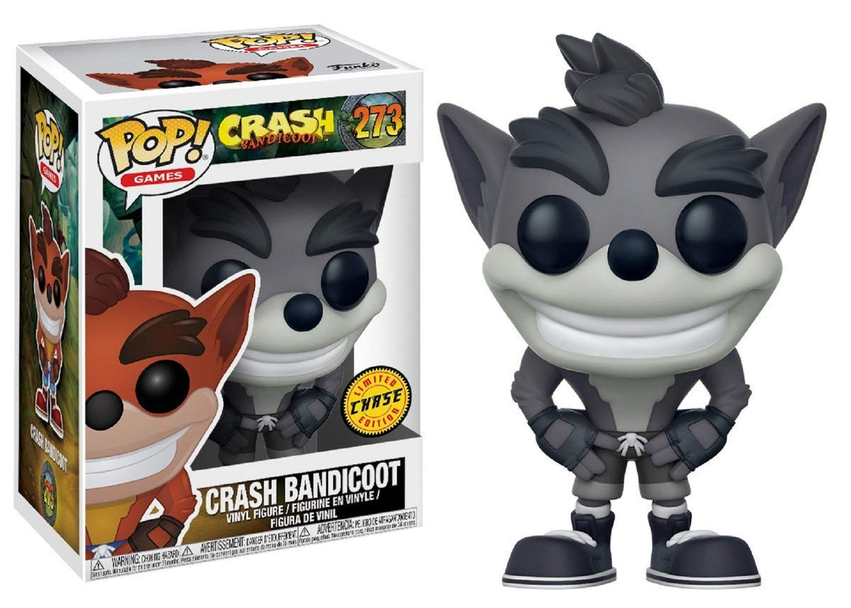 Funko Pop! Games: Crash Bandicoot - Crash Bandicoot Chase Black & White Variant Vinyl Figure (Includes Compatible Pop Box Protector Case)