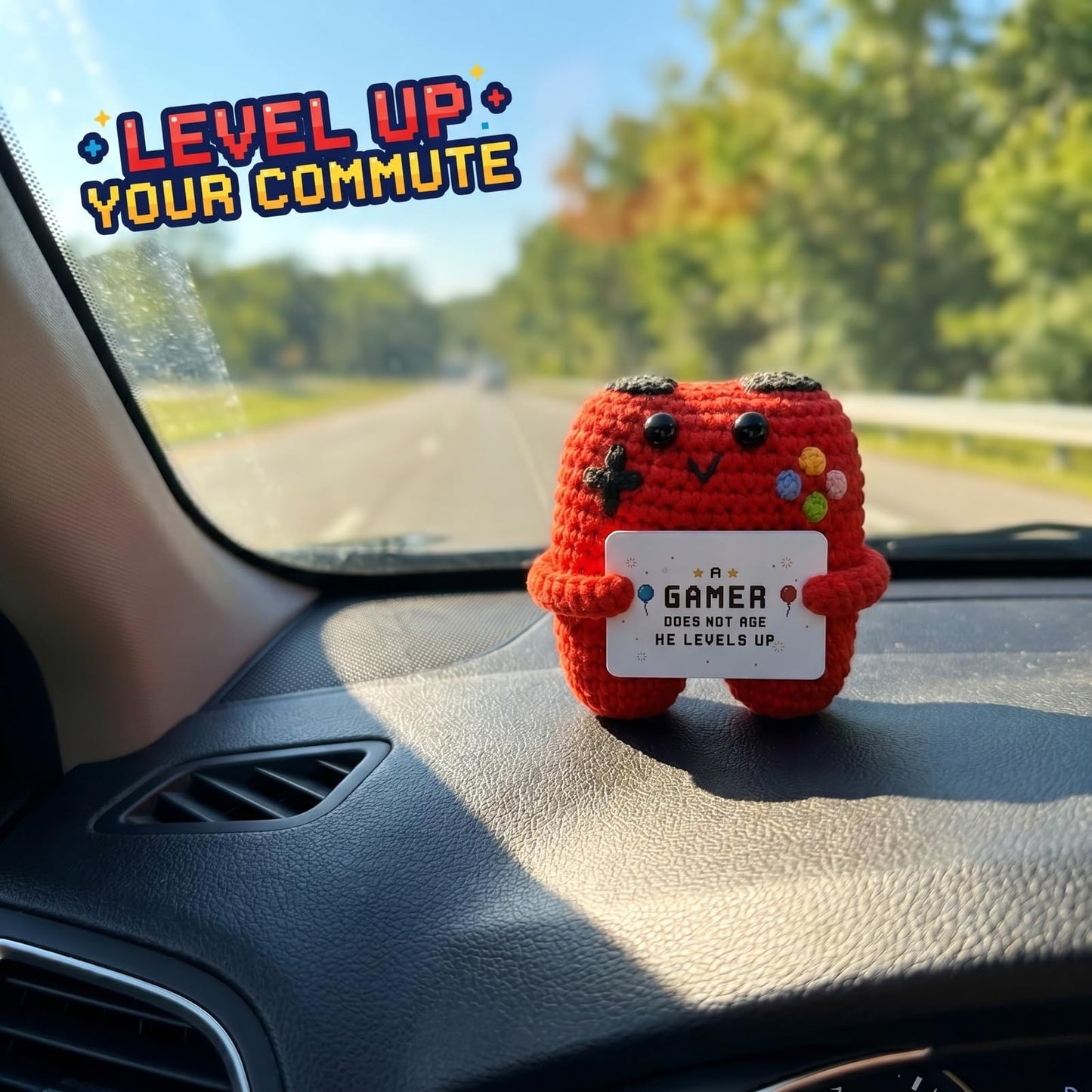 BOBPPOP Crochet Game Controller Plush - Positive Crochet Animal for Gamers, Emotional Support Figure & Unique Gift for Son or Loved One,Handmade