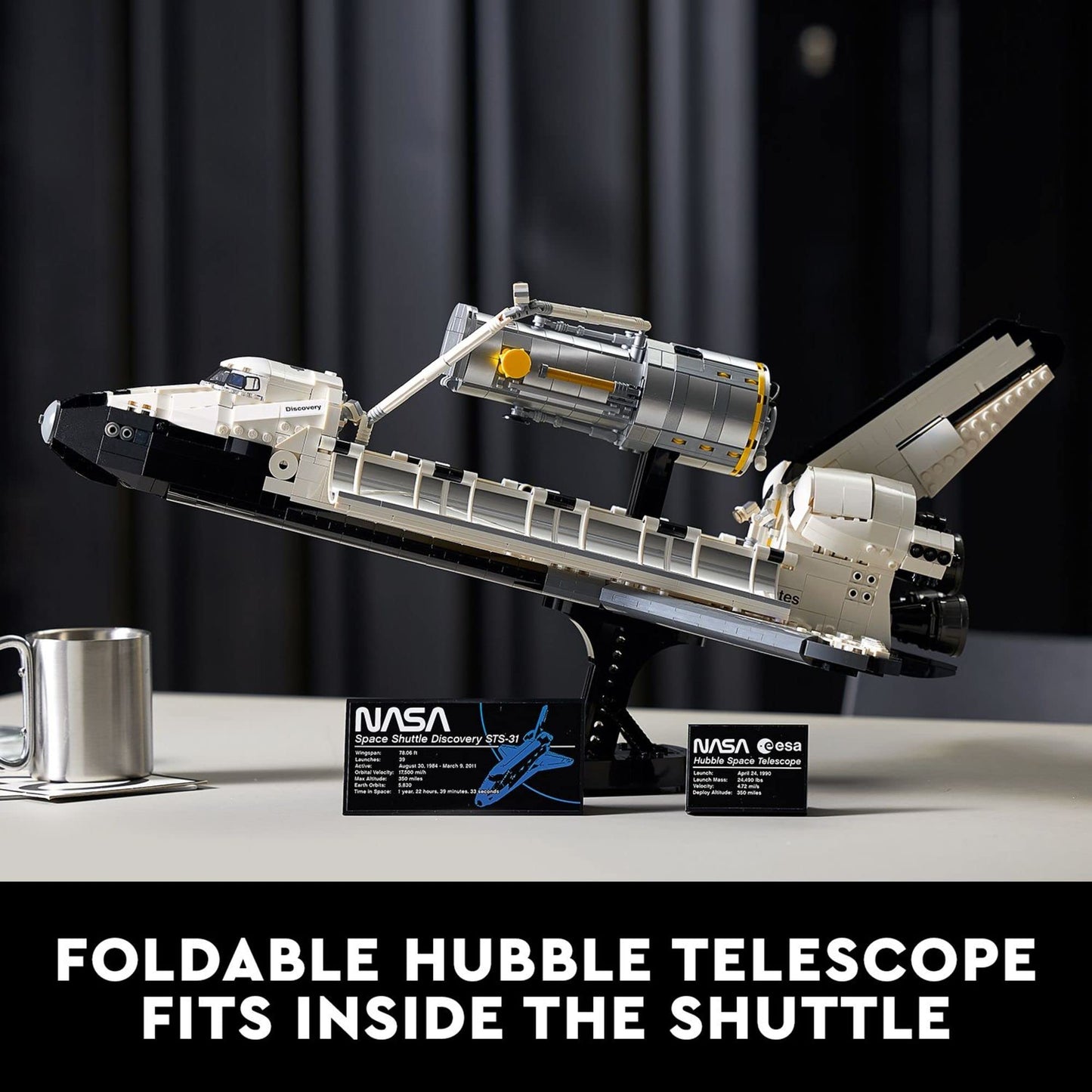 LEGO Icons NASA Space Shuttle Discovery 10283 Model Building Set - Spaceship Collection with Hubble Telescope, Detailed Display for Home or Office