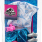 Barbie Doll Clothes Inspired by Jurassic World: Dominion, Complete Look with 2 Accessories, Crop Top & Dinosaur-Inspired Metallic Skirt, Silvery