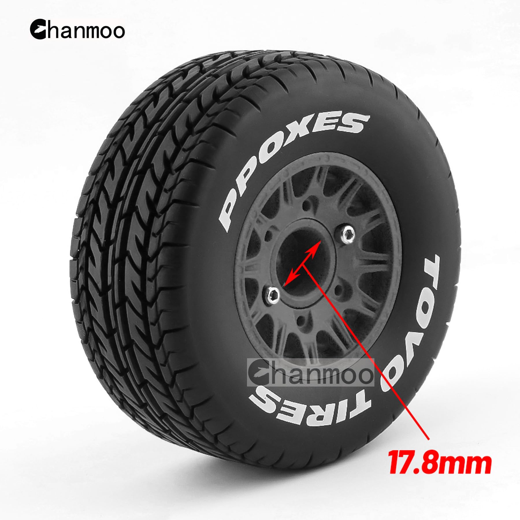 Chanmoo 1/10 RC Short Course Truck Tires And Wheels With 12mm 14mm 17mm Hex 113mm 1/8 Rubber Tyres For 1/8 or 1/10 Scale On Road Car HSP Sonic 94102