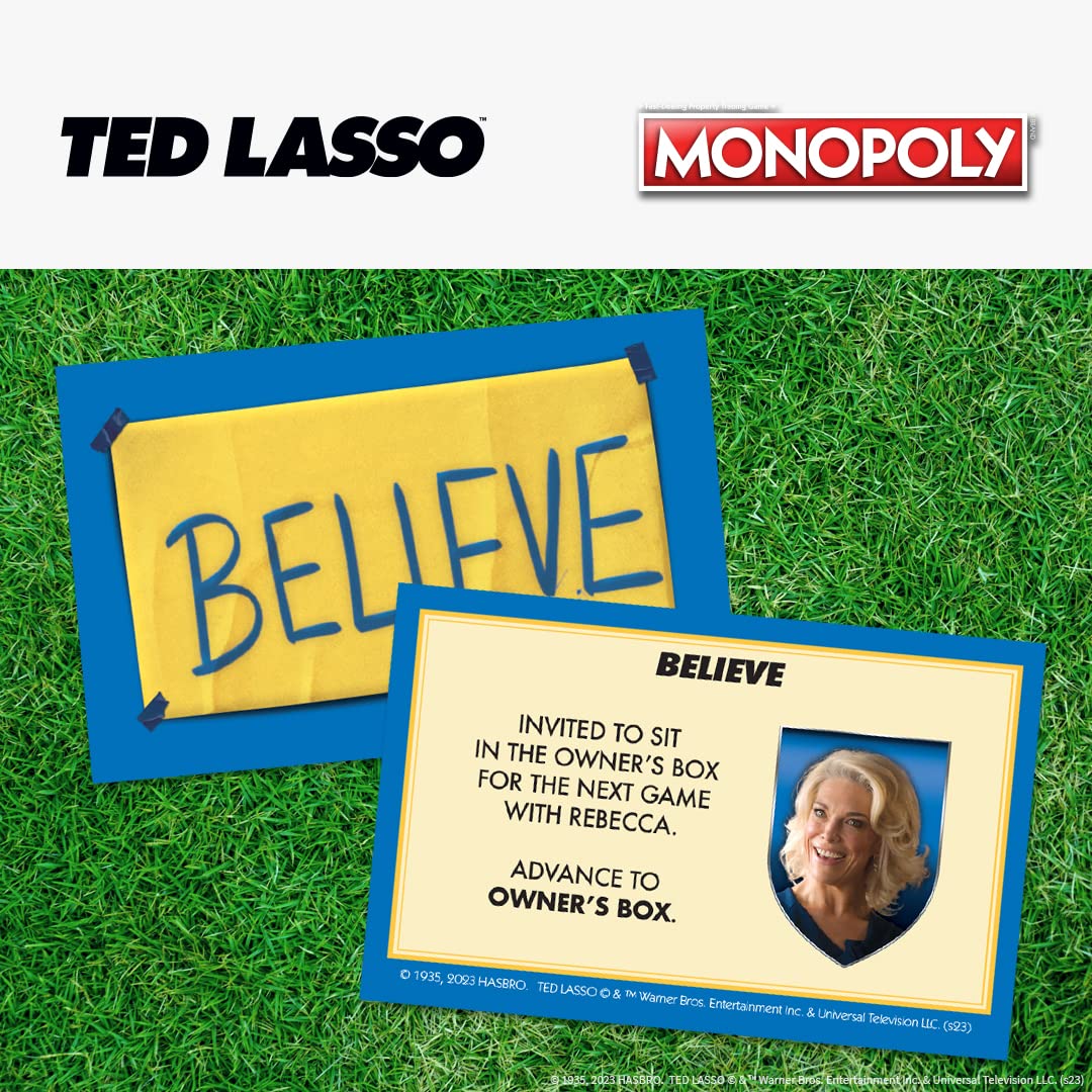 Monopoly Ted Lasso | Officially Licensed Board Collectible Board Game | Play as Believe Sign, Goldfish, Tea up, Ted’s Visor and More | Based On