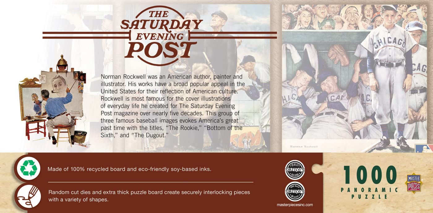 MasterPieces 1000 Piece Jigsaw Puzzle for Adults, Family, Or Kids - Baseball Collection by Norman Rockwell - 13"x39"