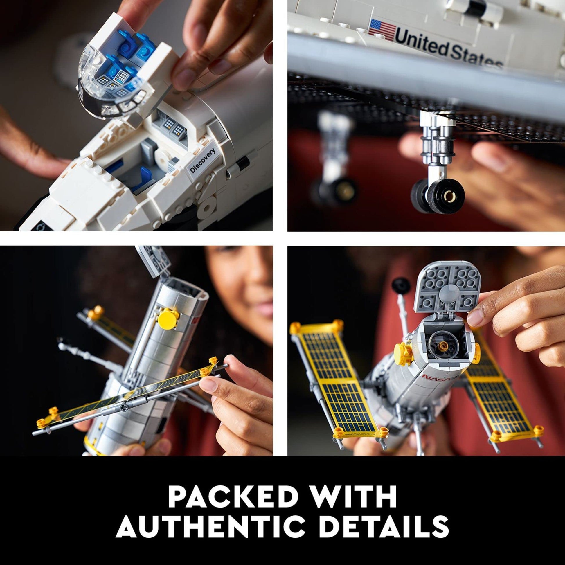 LEGO Icons NASA Space Shuttle Discovery 10283 Model Building Set - Spaceship Collection with Hubble Telescope, Detailed Display for Home or Office