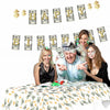 Money Theme Decoration KIT Bill Dollar Signs Birthday Banner Currency Symbol Money Tablecover Tablecloth Dollar Crown Set for Birthday Casino Wedding