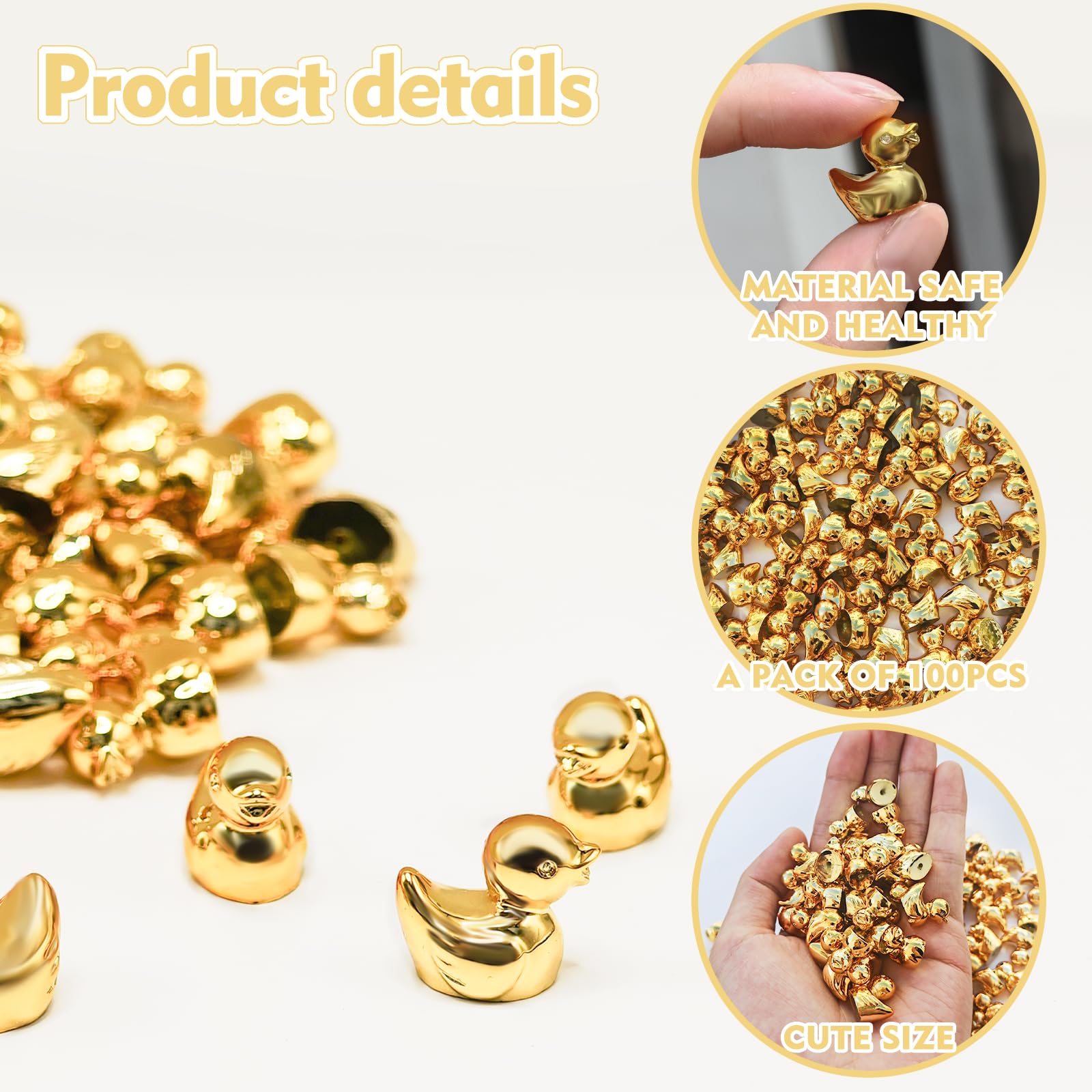 100Pcs 1Miniature Golden Resin Ducks Decorating Garden Landscap Dollhouses, Cakes, Potted Plants, and DIY Crafts - Perfect as Charming Party Gifts
