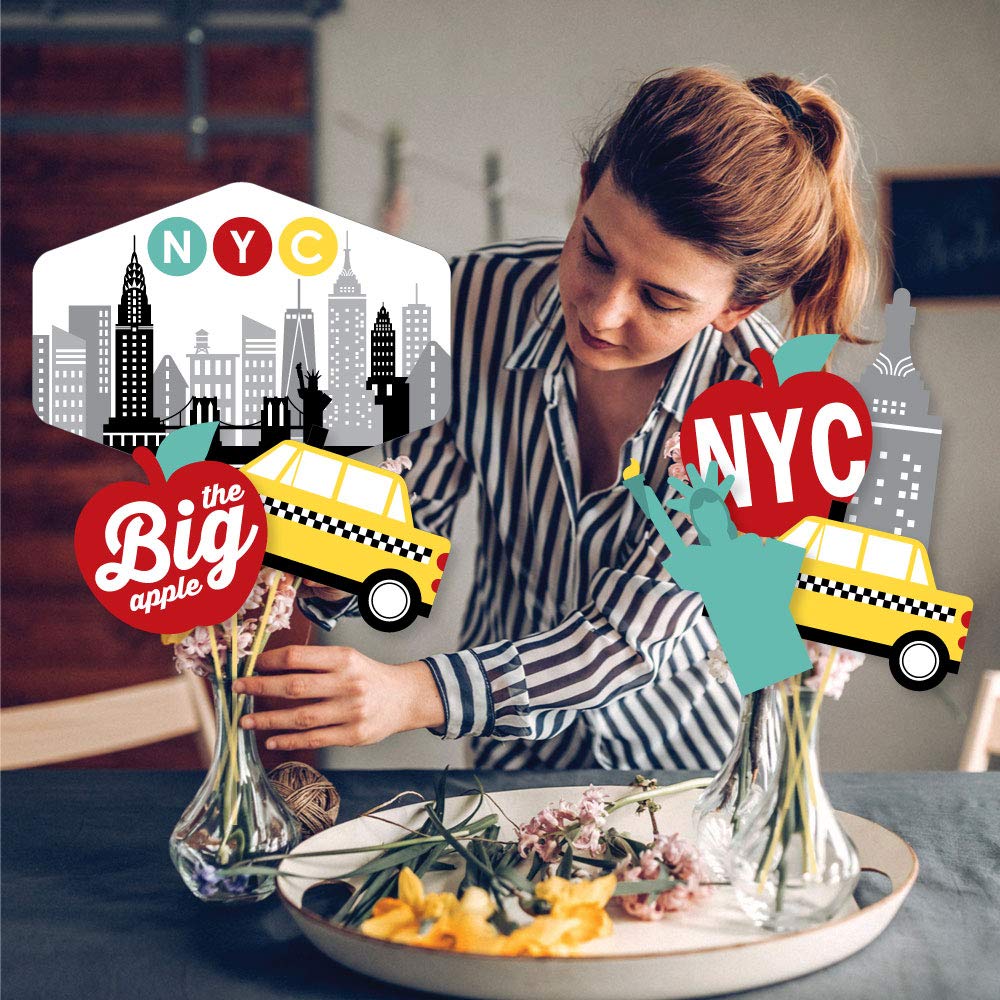 Big Dot of Happiness NYC Cityscape - New York City Party Centerpiece Sticks - Showstopper Table Toppers - 35 Pieces