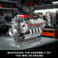 Mould King 10171 V8 Engine Model Kit That Works, 8 Cylinder Car Engine with Motor, Building Blocks Collectibles for Adults, STEM Build Set (487