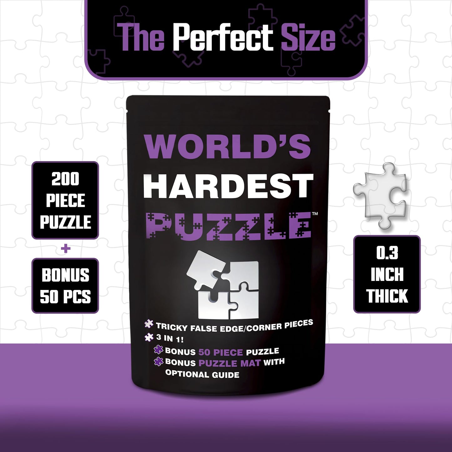 World's Hardest Puzzle ® - Clear Impossible Puzzle for Adults - Funny, Difficult, & Challenging - Hard Acrylic w/False Edges & Corners - Free Mat +