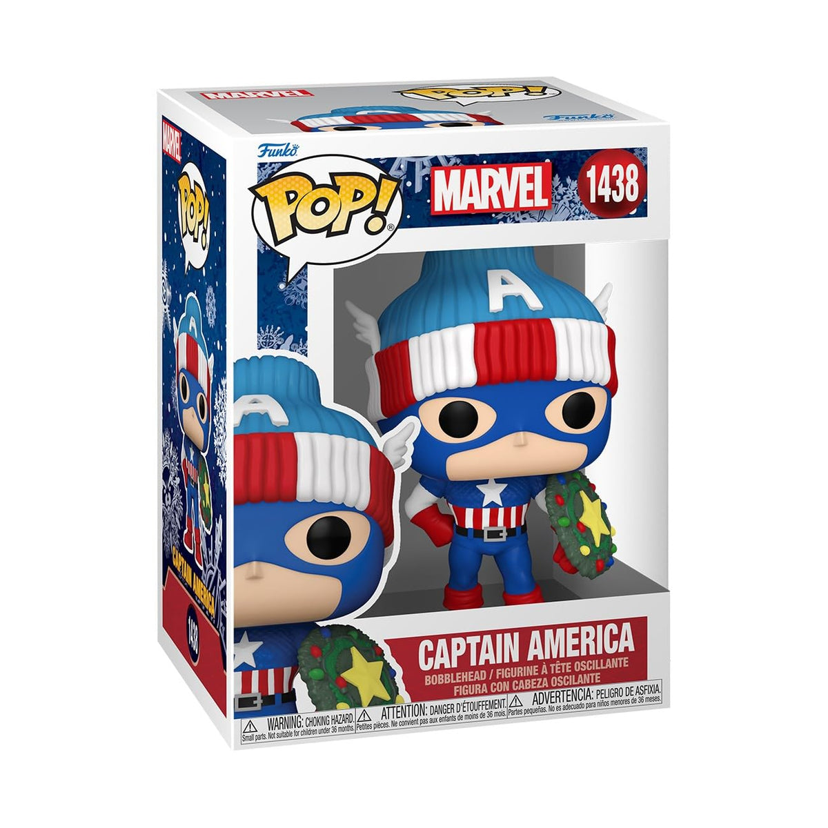 Funko POP! Marvel: Holiday - Captain America - Marvel Comics - Collectable Vinyl Figure - Gift Idea - Official Merchandise - for Kids & Adults - Comic