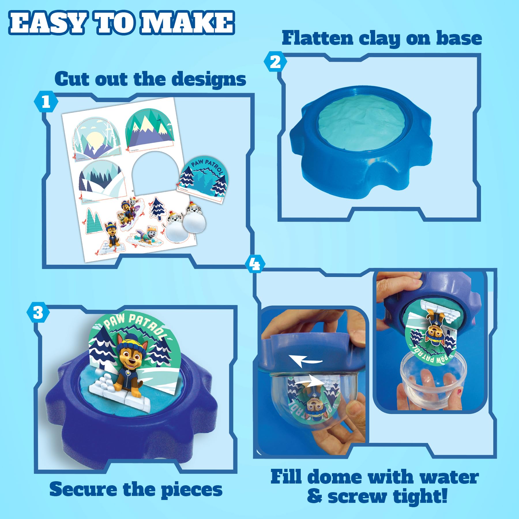 PAW Patrol DIY Glitter Globe Kit - Make Your Own Snow Globe Craft Set for Kids - Build Your Own Water Globes with Glitter, Molding Clay & Printed