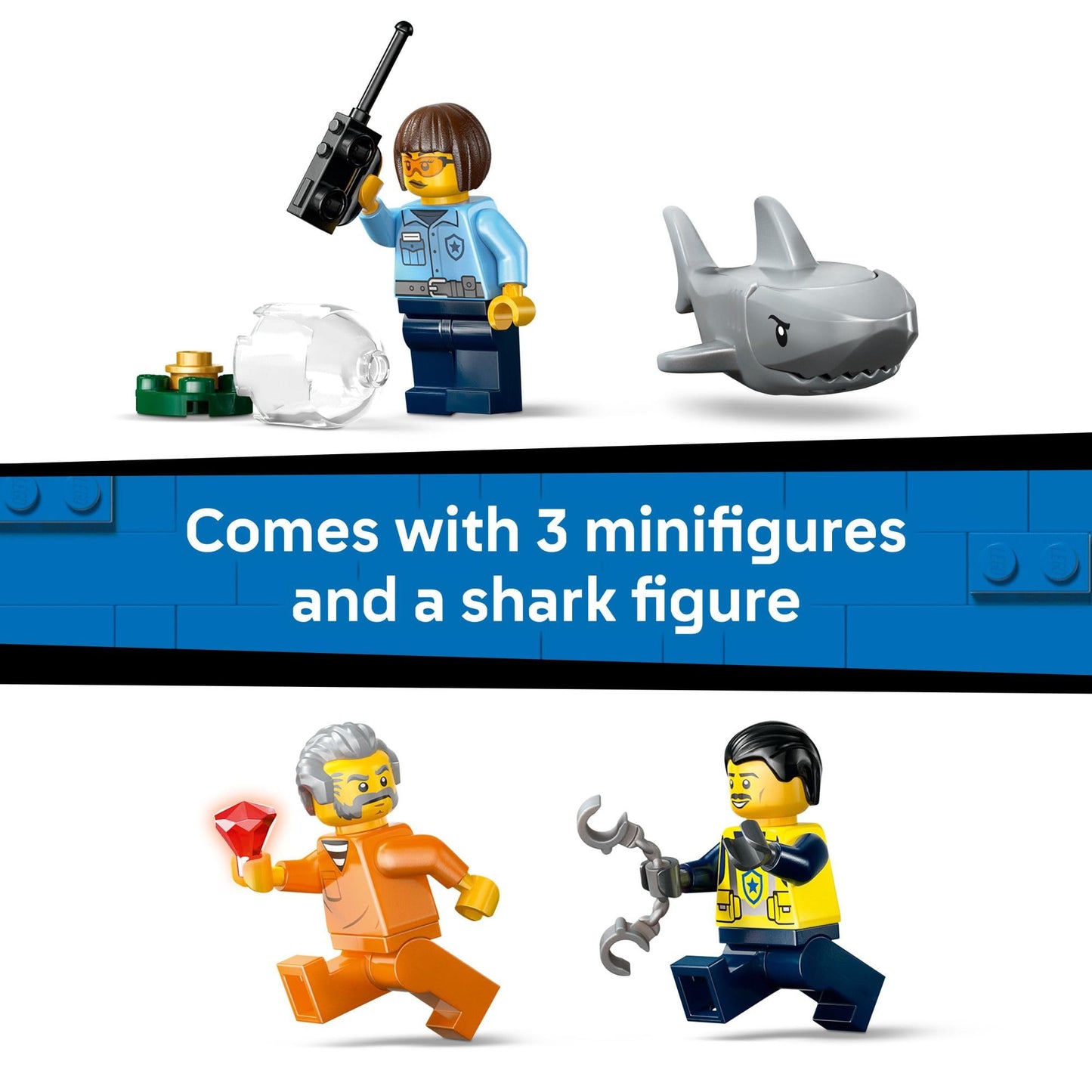 LEGO City Police Boat Chase Building Toy for Kids - Pretend Play Set for Boys & Girls, Ages 6+ - Building Blocks W/ 2 Floating Boat Toys for Playtime