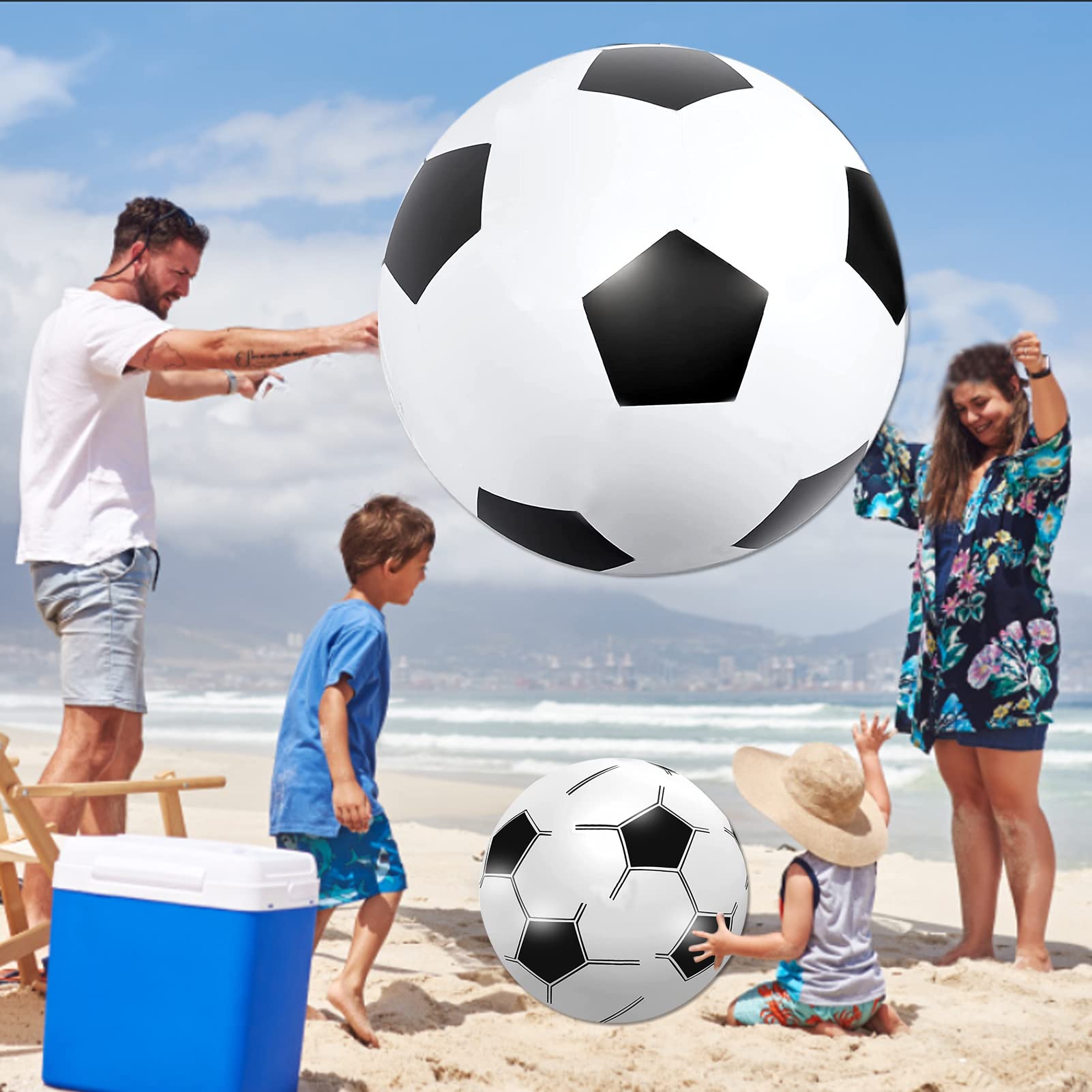 4 Pack Giant Inflatable Soccer Ball 27 Inch Large Beach Balls Bulk Toys