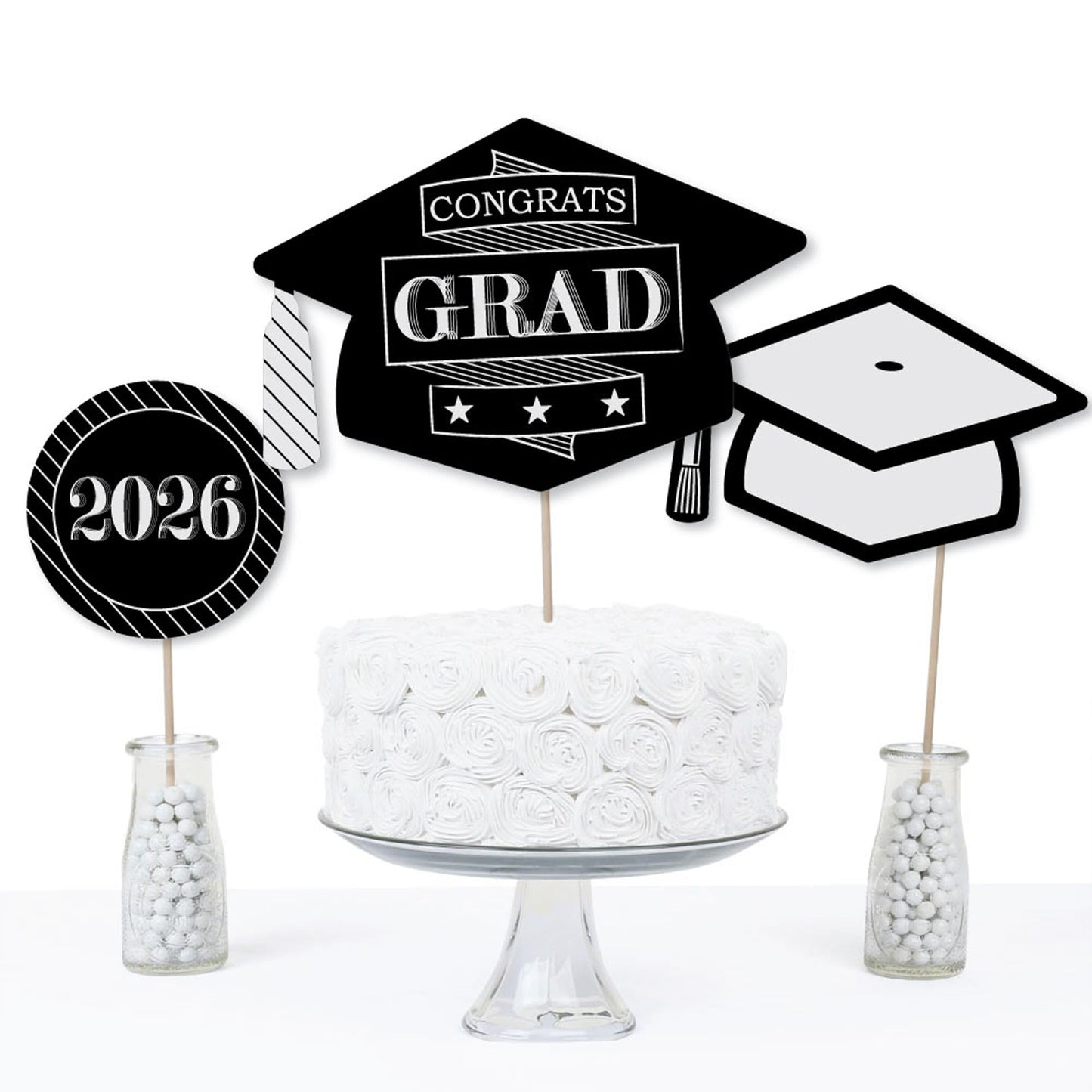 Big Dot of Happiness Graduation Cheers - 2026 Graduation Party Centerpiece Sticks - Table Toppers - Set of 15