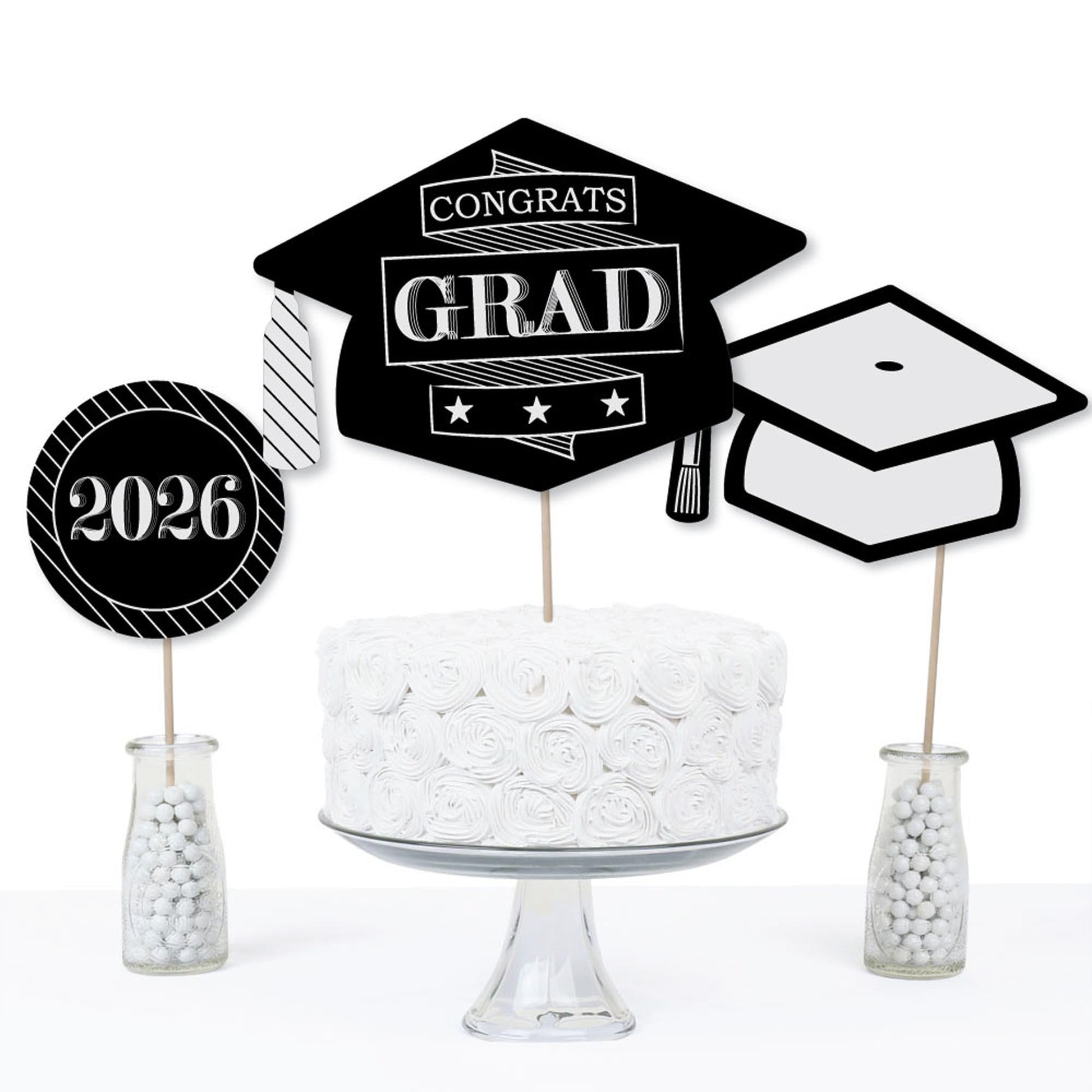 Big Dot of Happiness Graduation Cheers - 2026 Graduation Party Centerpiece Sticks - Table Toppers - Set of 15