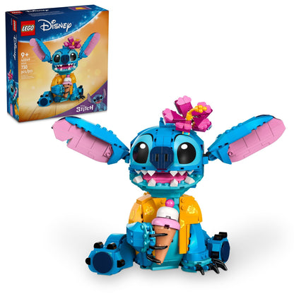 LEGO Disney Stitch Toy Building Kit, Disney Toy for 9 Year Old Kids, Buildable Figure with Ice Cream Cone, Fun Gift for Girls, Boys and Lovers