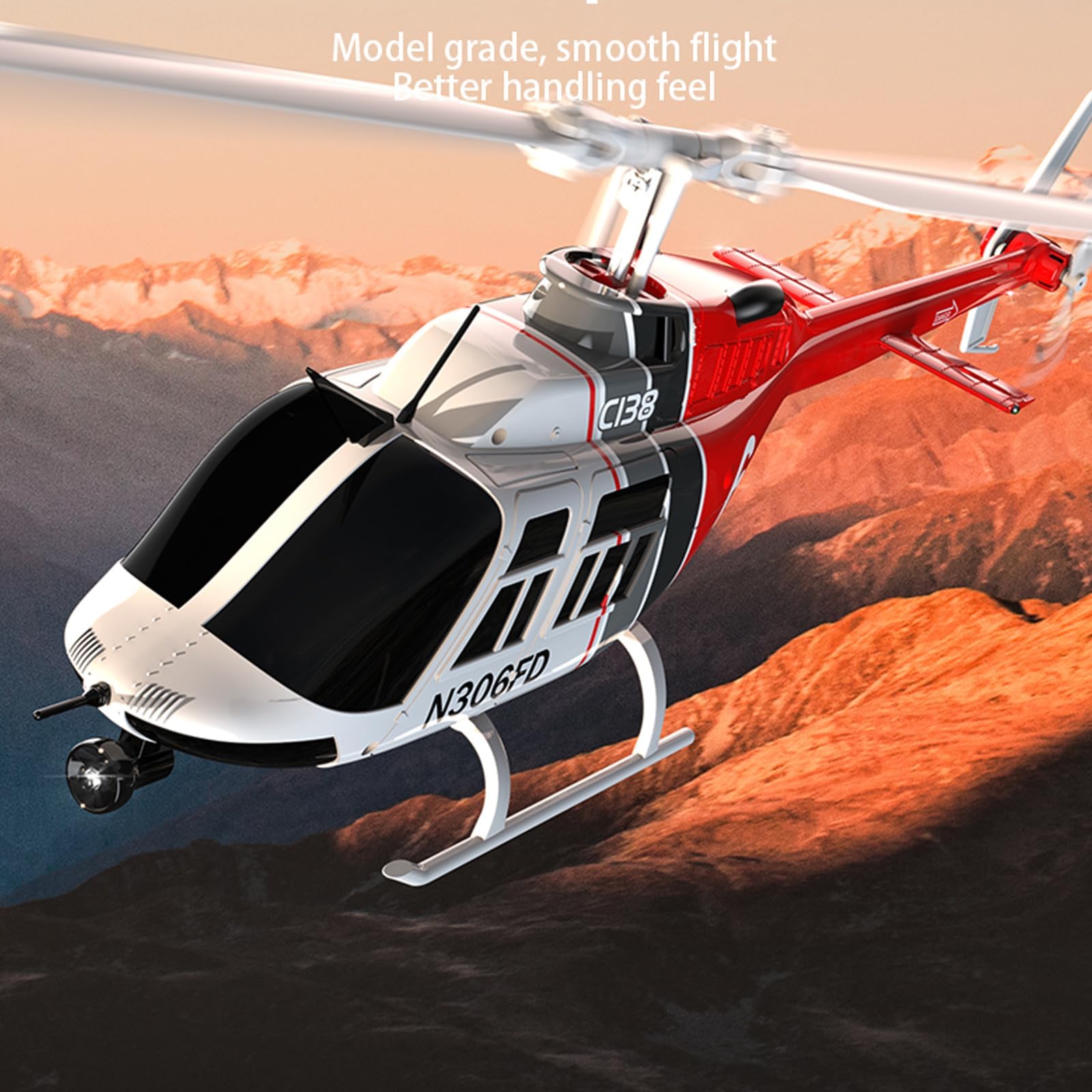 DrivesX C138 Rc Helicopter for Adults, RC ERA C138 1/30 Scale Bell 206 2.4G 6CH No Aileron Helicopter with Altitude Hold and Optical Flow Positioning