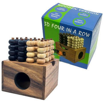 3D Four in a Row Wooden Strategy Game