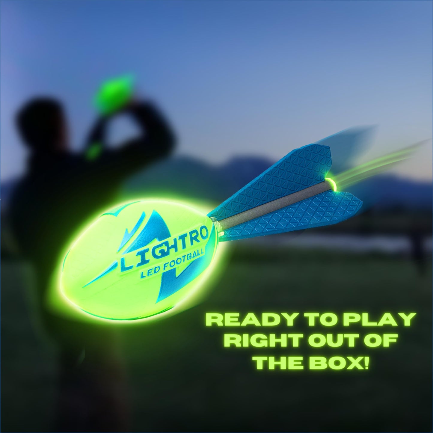 LIGHTRO - Foam Glow in the Dark Football - Super Bright - Smart LEDs - Batteries Included - Football Game for Kids 8 9 10 11 12 - A Perfect Birthday