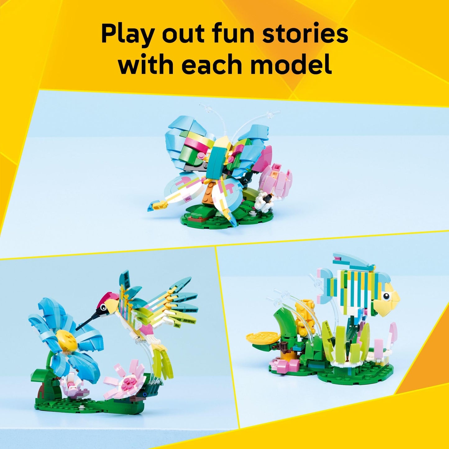 LEGO Creator 3 in1 Wild Animals: Colorful Hummingbird Building Toy for Girls, Boys, & Kids, Ages 8+ - Build a Bird, Butterfly, or Tropical Fish - Gift
