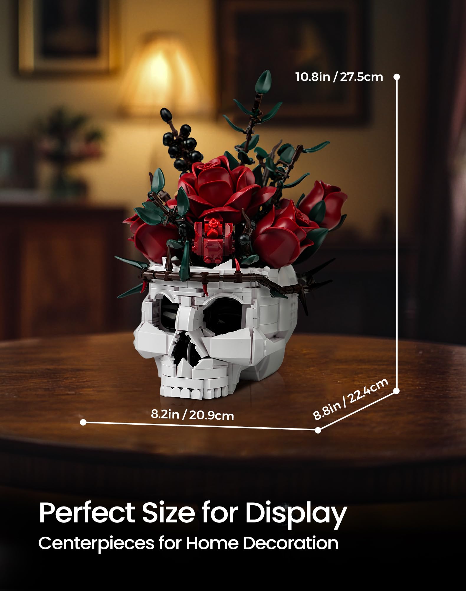 iATOM Skull Roses Flower Bouquet Building Set, Botanical Collection Kit for Adult Women, Birthday Gifts for Mothers Day