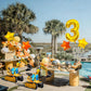 Construction Balloons, Self Standing 4D Excavator Balloon, Golden and Orange Star Balloon, Number 3 Foil Balloons for Kids 3rd Birthday Party
