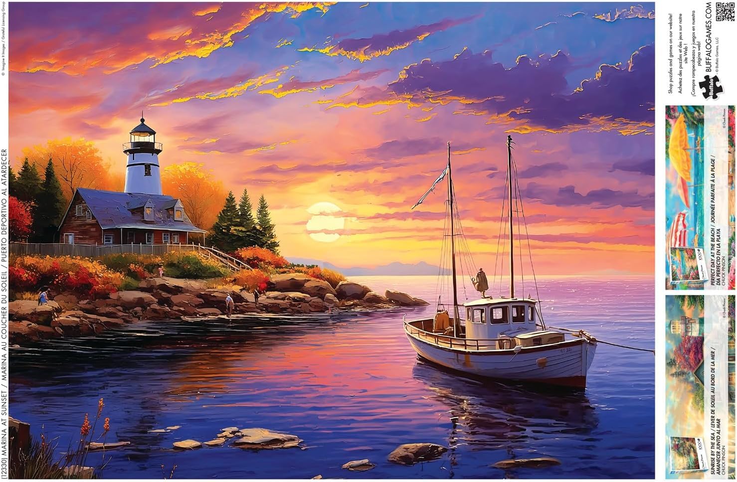 Buffalo Games - Imagine It - Marina at Sunset - 1000 Piece Jigsaw Puzzle for Adults -Challenging Puzzle Perfect for Game Nights - Finished Size is