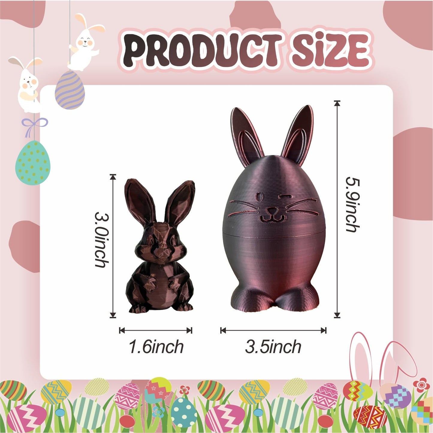 Ofrence 3D Printed Easter Eggs with Bunny Inside, 5.9in Bunny Egg Easter Basket Stuffers Gifts for Kid & Adults, 3D Printing Animals Toys for Home