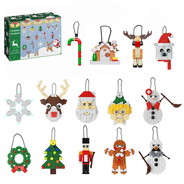 14-in-1 Christmas Tree Ornaments Building Kit, DIY Decorative Hanging Ornaments Building Toys Santa, Snowman, Gingerbread, Reindeer, Best Festival