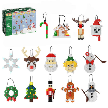14-in-1 Christmas Tree Ornaments Building Kit, DIY Decorative Hanging Ornaments Building Toys Santa, Snowman, Gingerbread, Reindeer, Best Festival