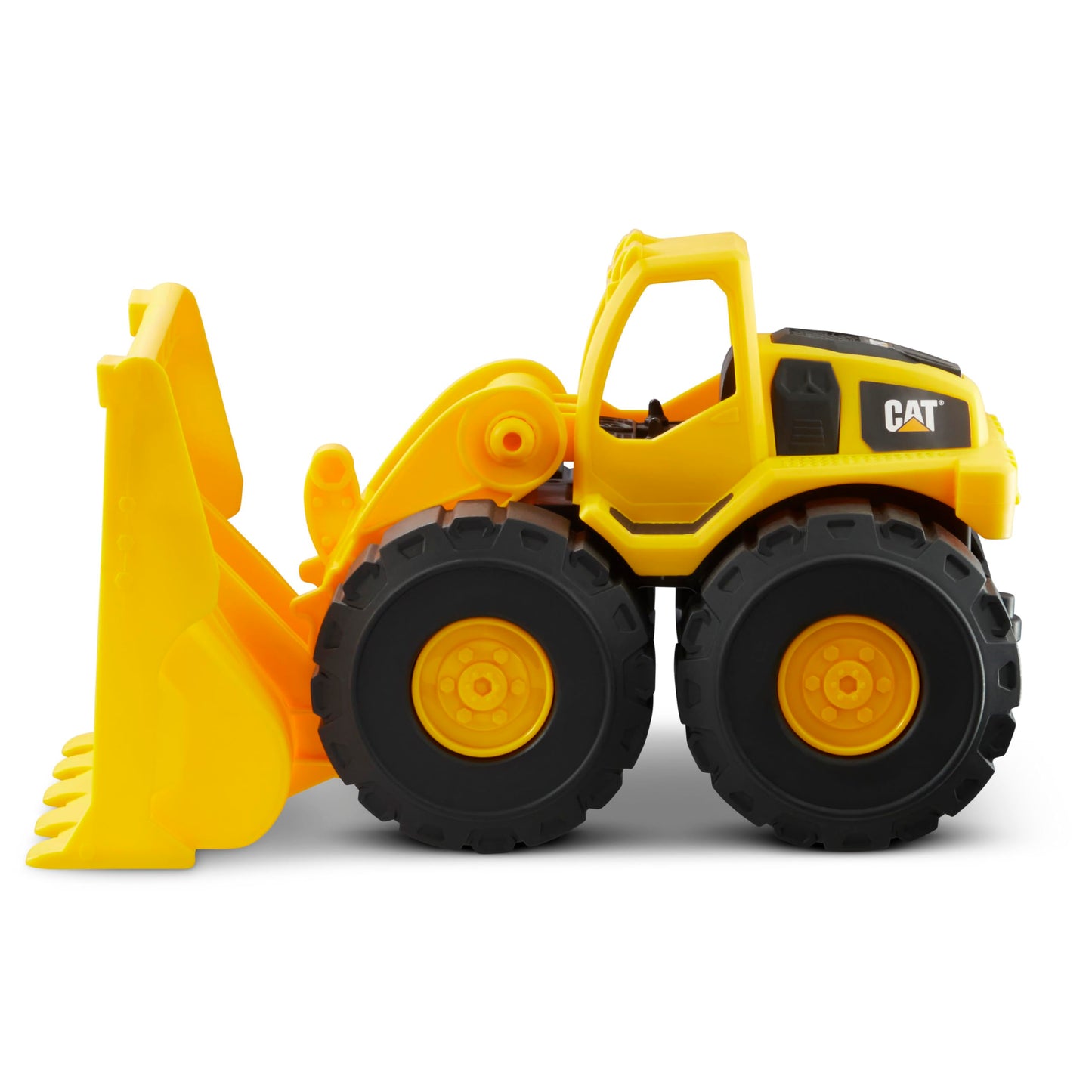CAT Construction Toys, Construction Fleet 10" Front Loader Toy - Heavy?Duty Plastic, Working Bucket & Free?Rolling Wheels, Indoor/Outdoor Sandbox