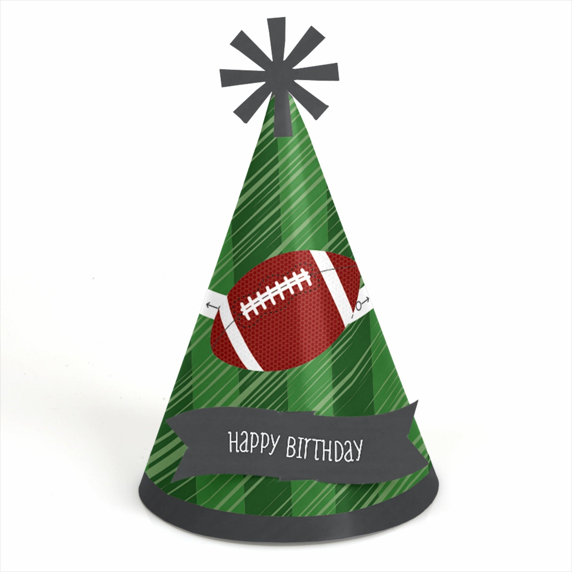 Big Dot of Happiness End Zone - Football - Cone Happy Birthday Party Hats for Kids and Adults - Set of 8 (Standard Size)