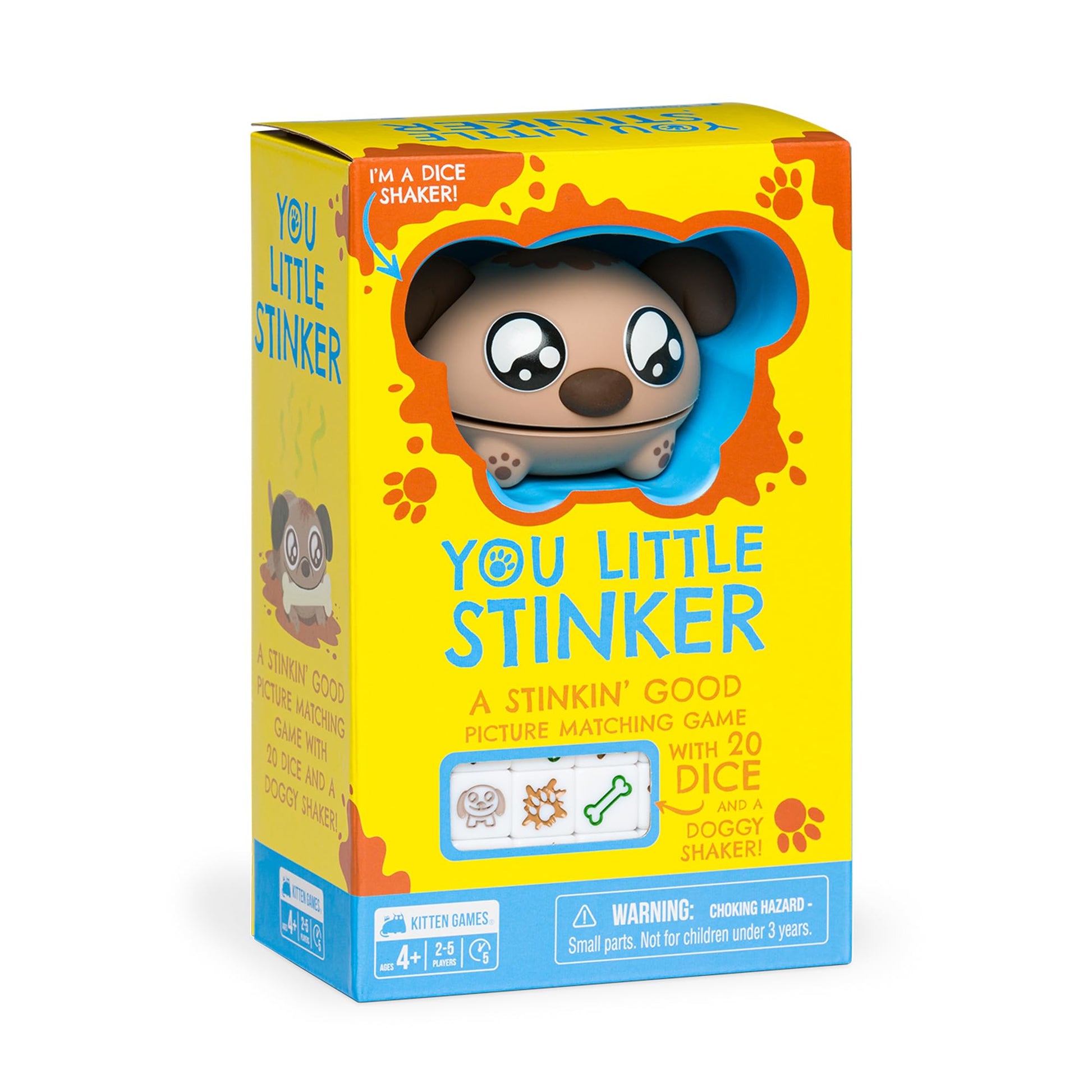 Exploding Kittens You Little Stinker 2-5 Players - Ages 4+ - 5 Minutes to Play - Matching Game with Dice and Shaker - Kid Friendly Dice Game, Family