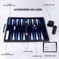 GSE Premium Leather Backgammon Board Game Set, Black&Blue, Medium