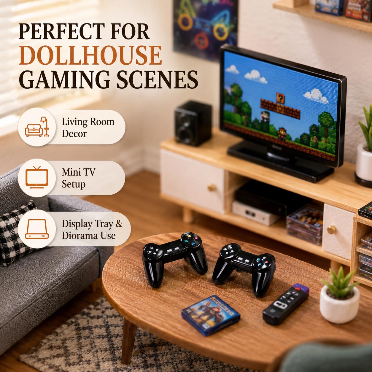 Kryoflare 2Pcs Dollhouse MiniatureGamepad Model Game Controller, Funny Gamepad Model, 1:12Dollhouse Decor Accessories