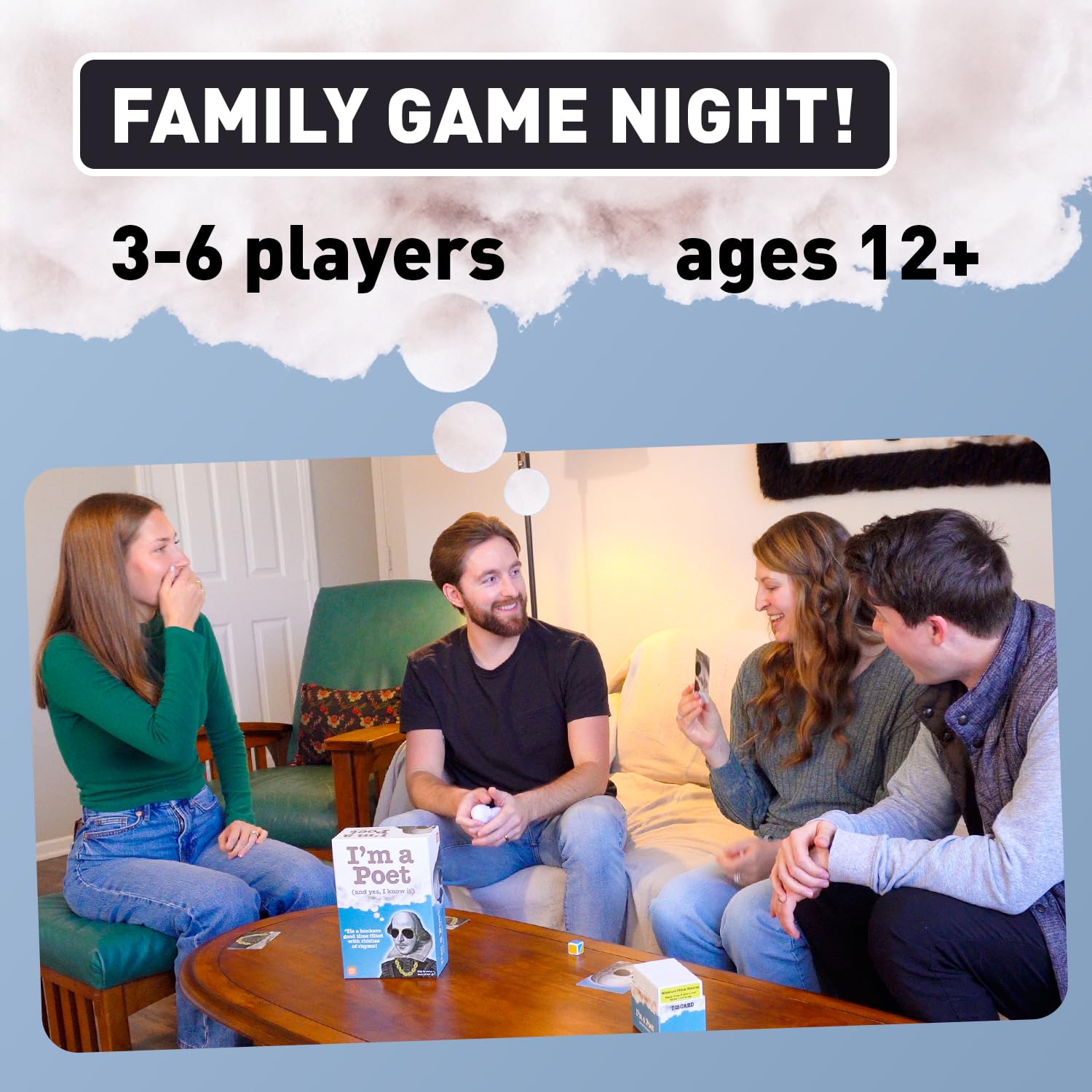 I’m a Poet Rhyming Riddle Game - Funny Word & Guessing Card Game for Teens & Adults, Family Game Night & Party Game, Brain Teaser for 3+ Players Ages