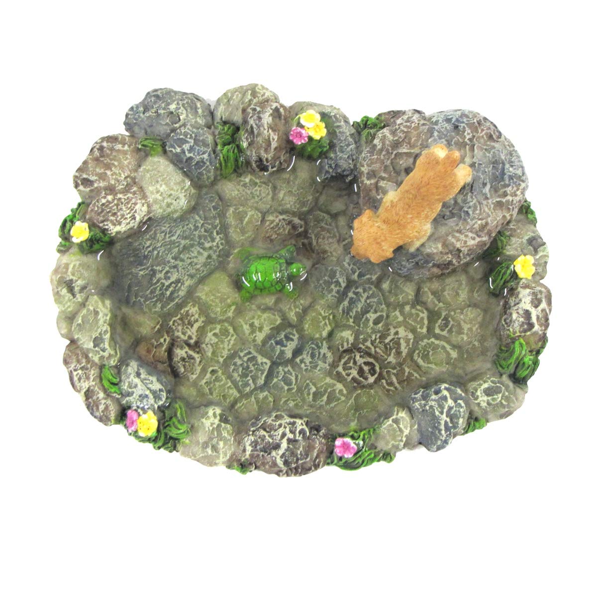 Treasure Gurus Miniature Stone Pond Turtle Dog Fairy Garden Ornament Mini Outdoor Dollhouse Decor Accessory