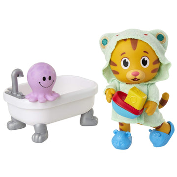 Daniel Tiger's Neighborhood Bath Time Daniel Tiger Figure is 7" Tall - Articulated Neck, Arms & Legs, Comes with Cute Frog Robe & Tigey-Shaped