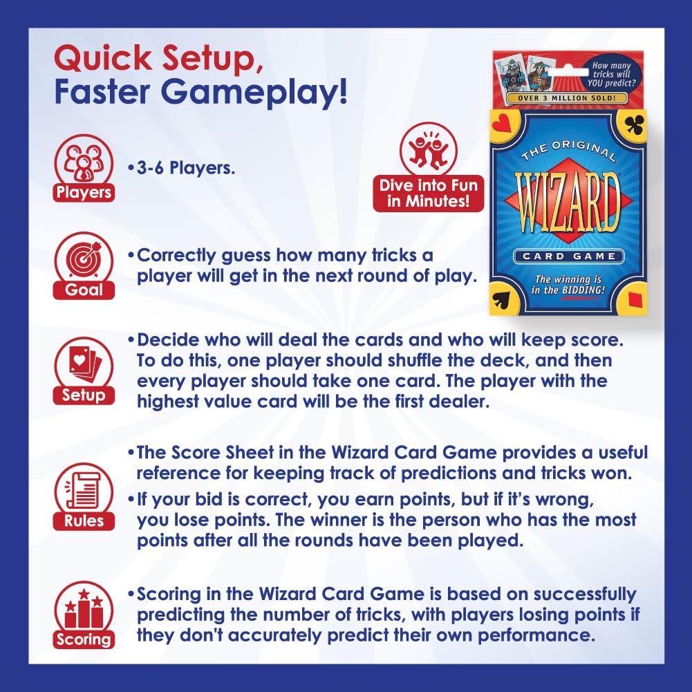 The Original Wizard Cards Game and Card Holder for Playing Cards (4-Pack) - Classic Card Game for Vacations and Game Nights with Hands-Free Cards