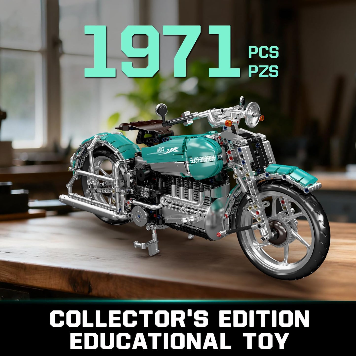 Mould King 23004 American Cruiser Motorcycle Building Set, MOC Classic Motorbike Model Kit for Display, Collectible Gift for Adult Teen(1971 Pcs)