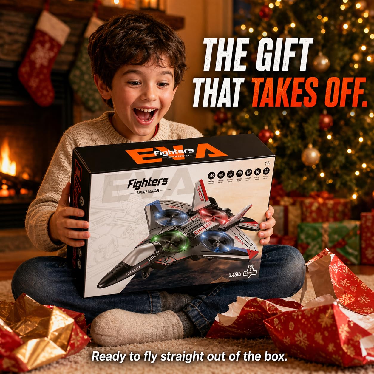 ToyFinity Foam RC Airplane for Kids, Adults and Beginners - LED, 50M