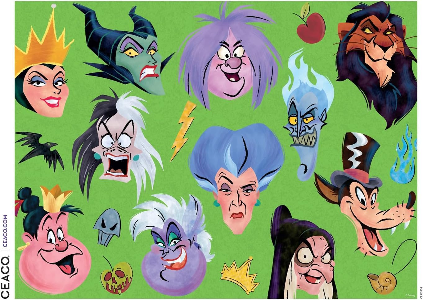 Ceaco - Disney - Villains Collage Faces - 1000 Piece Jigsaw Puzzle for Adults - Challenging Puzzle Perfect for Game Nights - Finished Size is 26.75 x